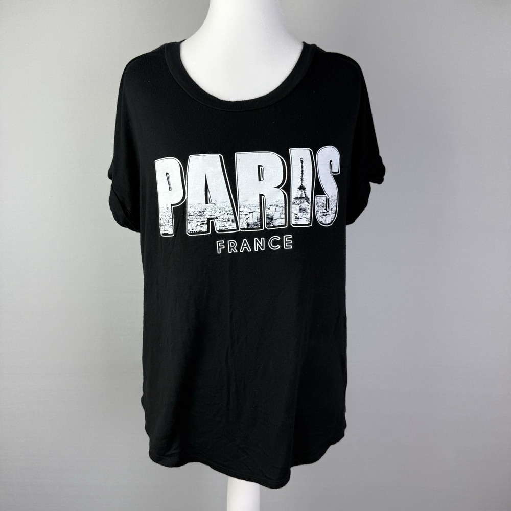 Rebel Society Size XL "Paris" Short Sleeve Black Cotton Tunic‎ Shirt